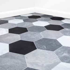 Black & White Venice Tile Lino Flooring