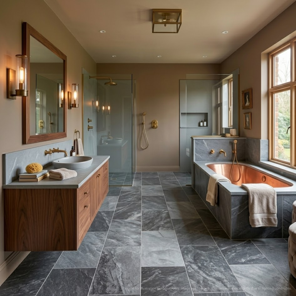 Grey Tile Effect Vinyl Grey Tile Effect Vinyl Flooring