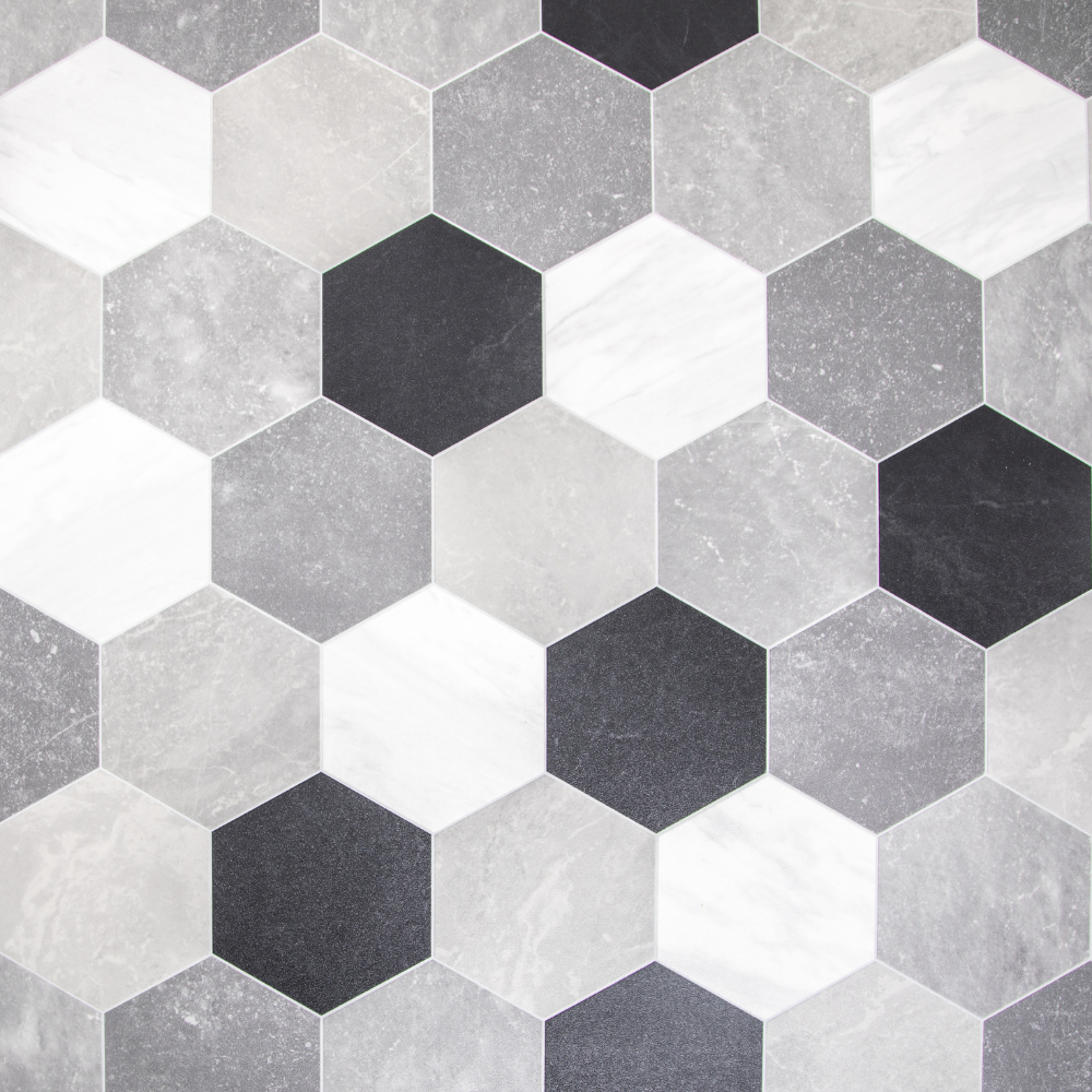 Black & White Venice Tile Vinyl Flooring