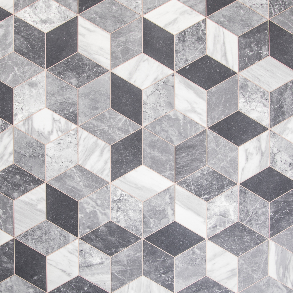 Grey Marble Geometric Tile Vinyl