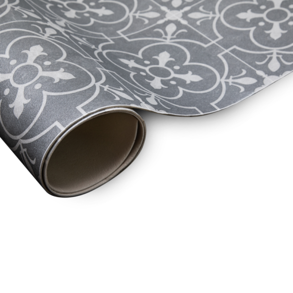 Grey Chic Retro Tile Style Lino Flooring