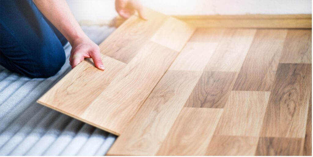 laminate flooring underlays being placed down