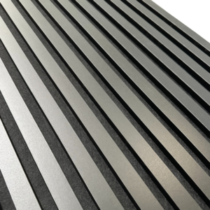 Black wall panel with black felt backing for acoustic purposes