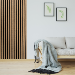 Natural brown oak effect decorative wall panel for living area