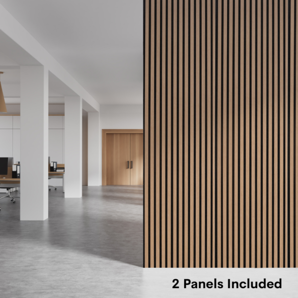 Natural Oak Wall Paneling In Office