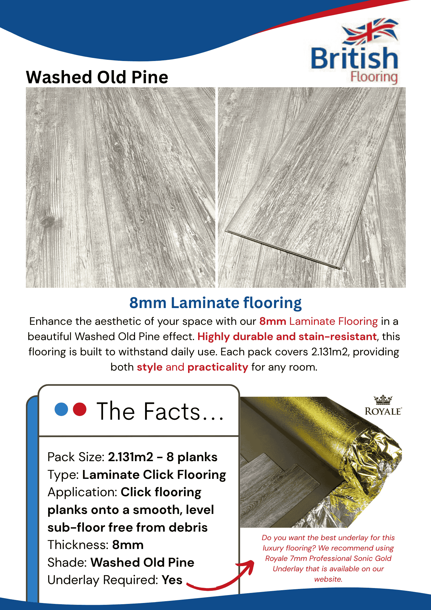 Washed Old Pine Effect 8mm Laminate Flooring Information Sheet Washed Old Pine Effect 8mm Laminate Flooring Spec Sheet