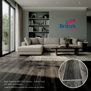 Deep Graphite Oak SPC flooring living room image