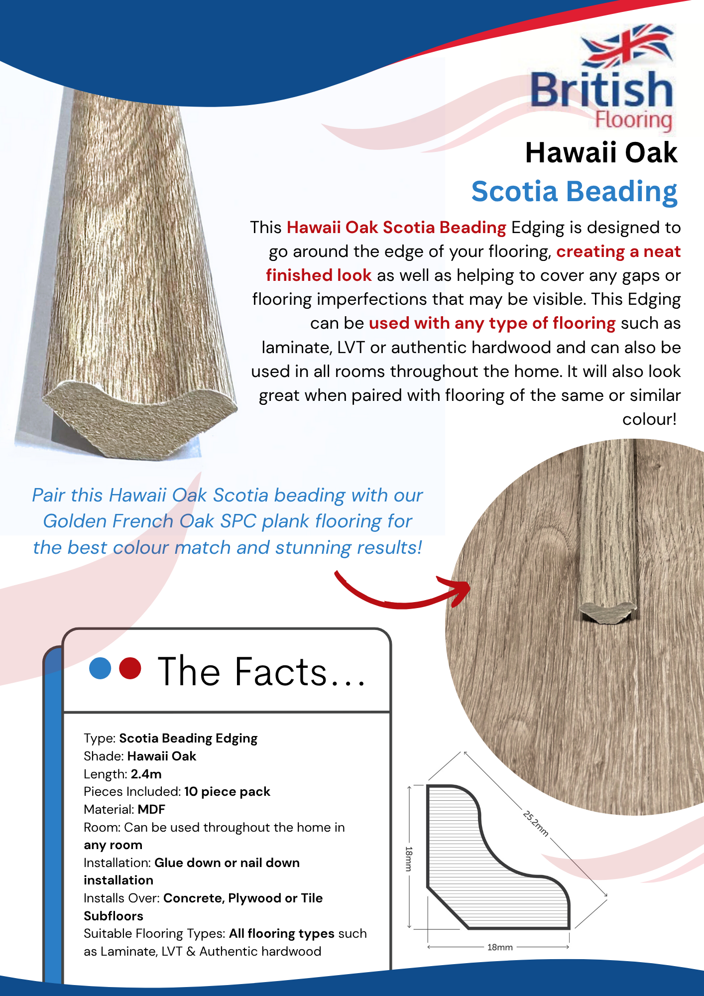 SPC Flooring in Golden French Oak With Matching Scotia Beading Information Sheet SPC Flooring in Golden French Oak With Matching Scotia Beading Spec Sheet