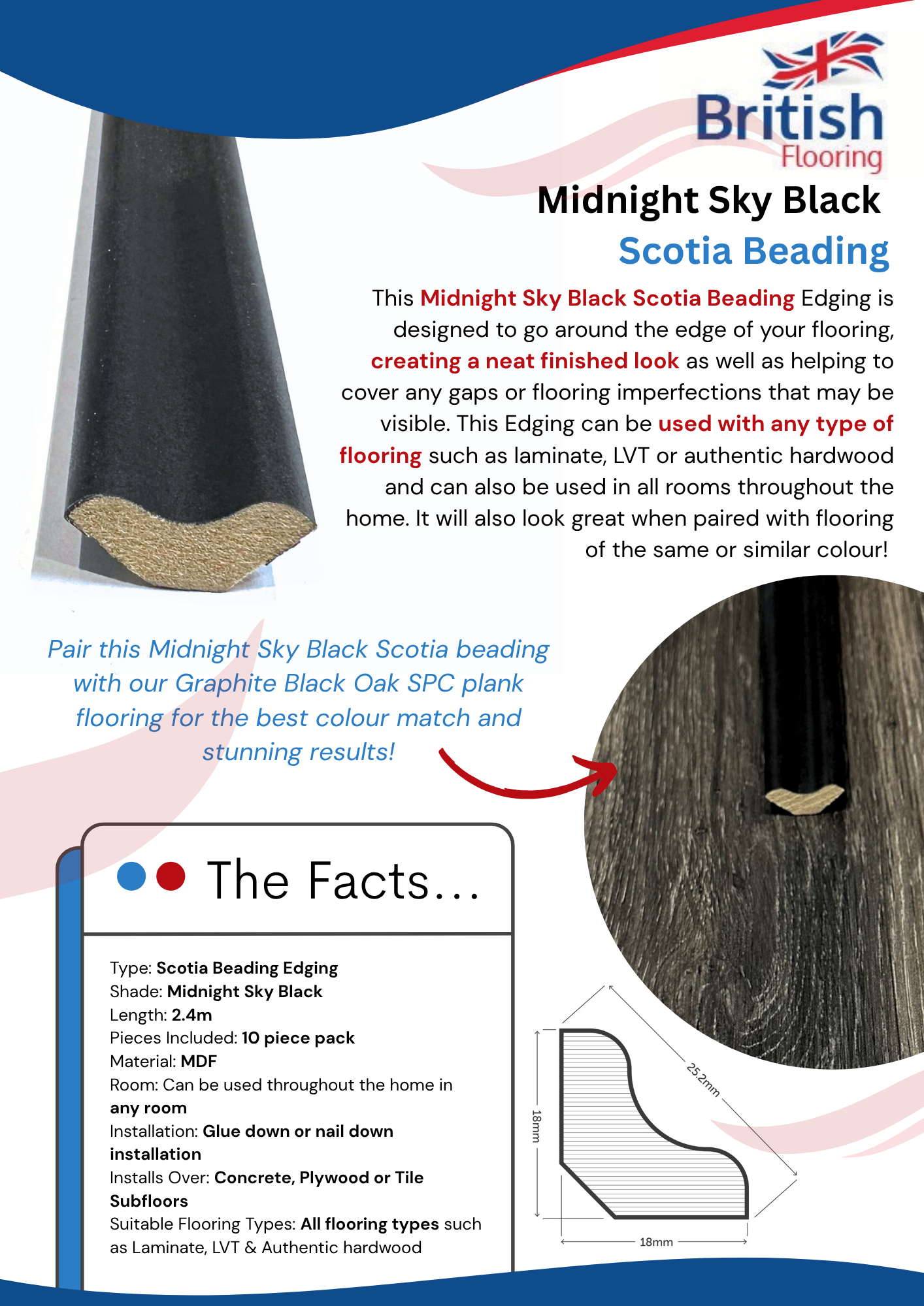 SPC Flooring in Graphite Black Oak With Matching Scotia Beading Information Sheet SPC Flooring in Graphite Black Oak With Matching Scotia Edging