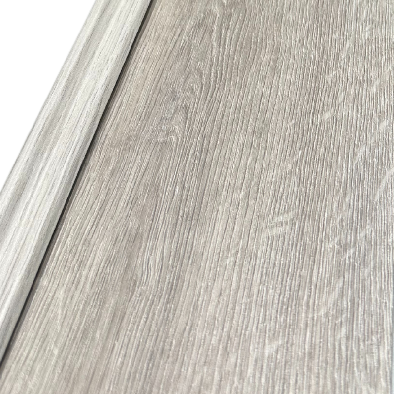 Chateau Mid Grey Herringbone Flooring Mid Grey SPC Click Flooring Plank with grey scotia beading
