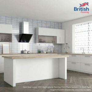 kitchen image with dark empire grey herringbone flooring
