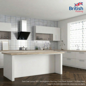 dark wood oak herringbone kitchen image