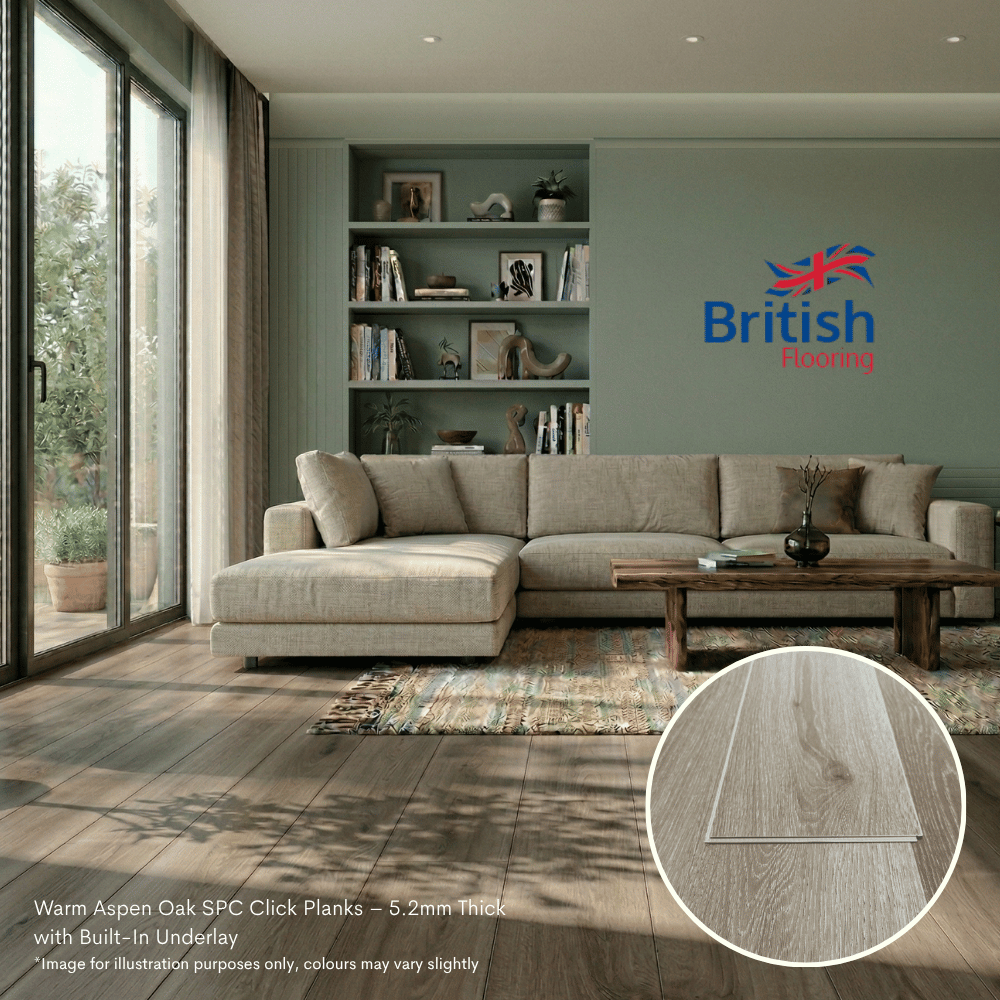 warm aspen oak SPC flooring warm aspen oak SPC flooring living room image